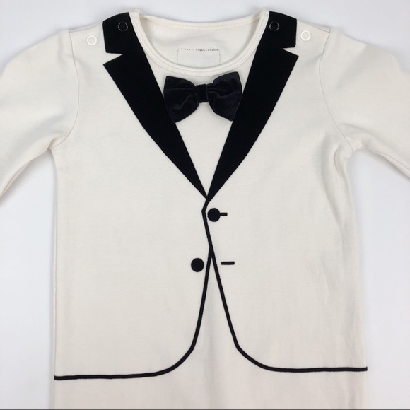 Kids The Tiny Universe Tiny Tuxedo Romper - White - Picture 3 of 8